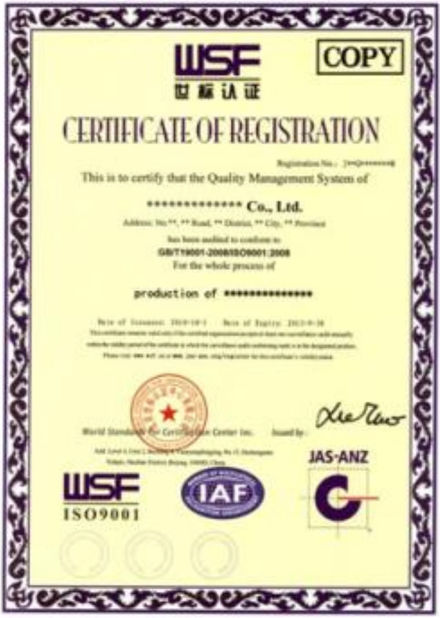 Porcellana GUANGZHOU DAXIN AUTO SPARE PARTS CO., LTD Certificazioni